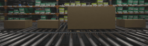 Boxes on a conveyor belt at a 3PL warehouse